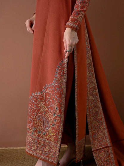 Dhanak 3pc unstitched winter collection embroidered suit