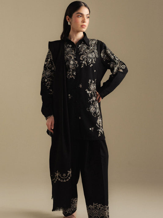Dhanak 3pc unstitched embroidered winter collection suit
