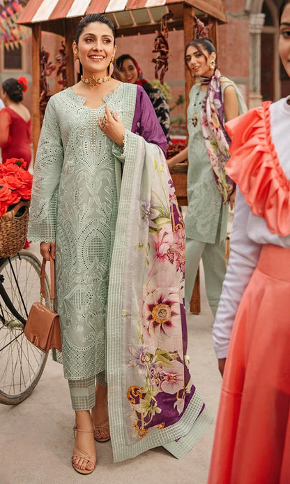 Lawn 3pc chikenkari heavy embroidered suit